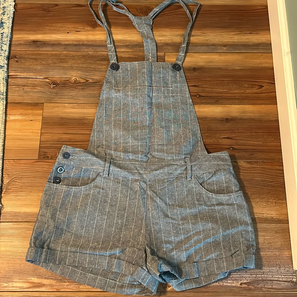 Forever 21 short overalls, pinstriped
